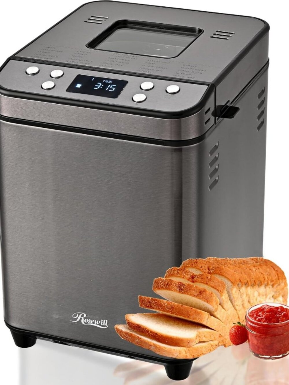 25-in-1 Automatic Bread Maker, 3 Loaf Sizes, 700W Dual Heater, BPA-Free, Low
